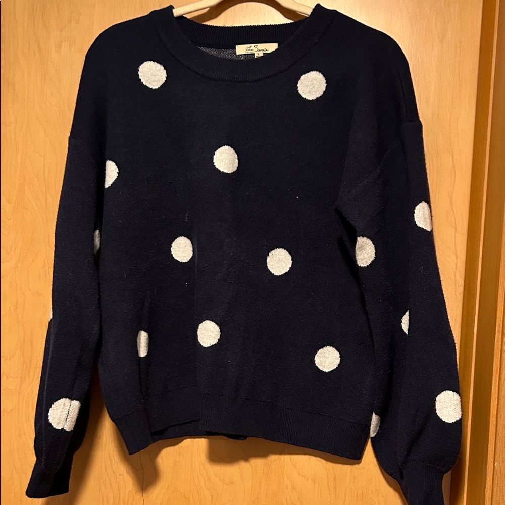 Polka Dot Sweater - Navy and White les serein